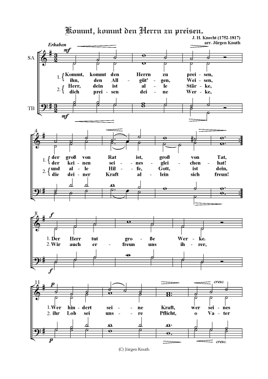 gallery: Kommt, kommt den Herrn zu preisen , , (Gemischter Chor)