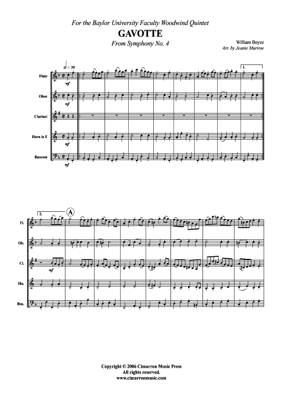 gallery: Gavotte aus Symphonie Nr. 4 , , (Holzbläser-Quintett)