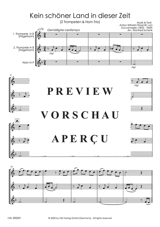 gallery: Kein schöner Land in dieser Zeit , , (2x Trompeten in B und Horn in F)