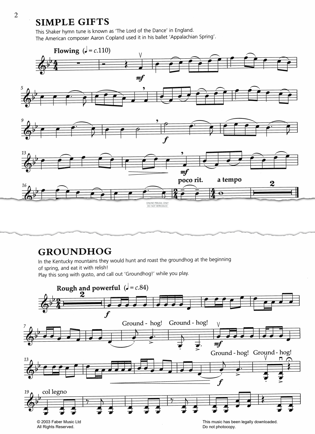 gallery: Groundhog (from 'O Shenandoah!'), American Traditional, Klavier, Violine