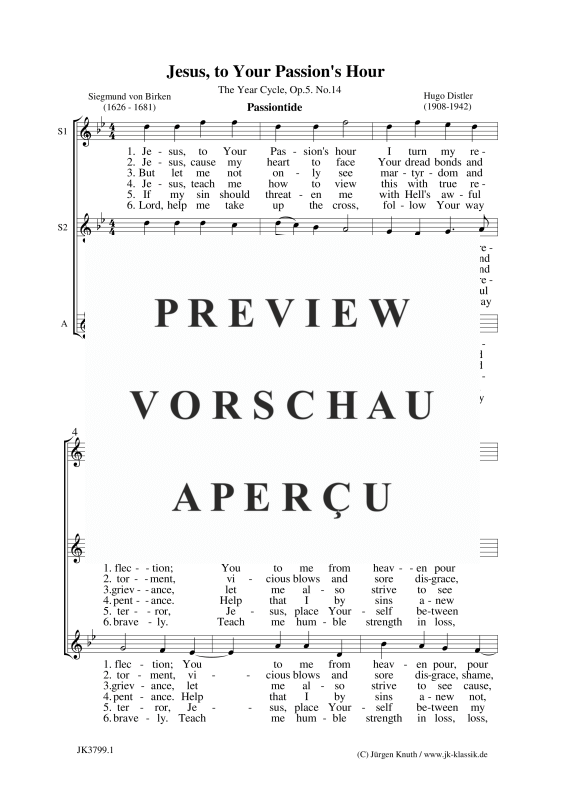 gallery: Jesus, to Your Passion´s Hour (The Year Cycle, Op.5. No.14), , (female choir SSA)