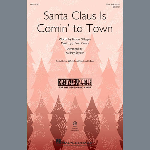 Product picture to: Santa Claus Is Comin' To Town (arr. Audrey Snyder)