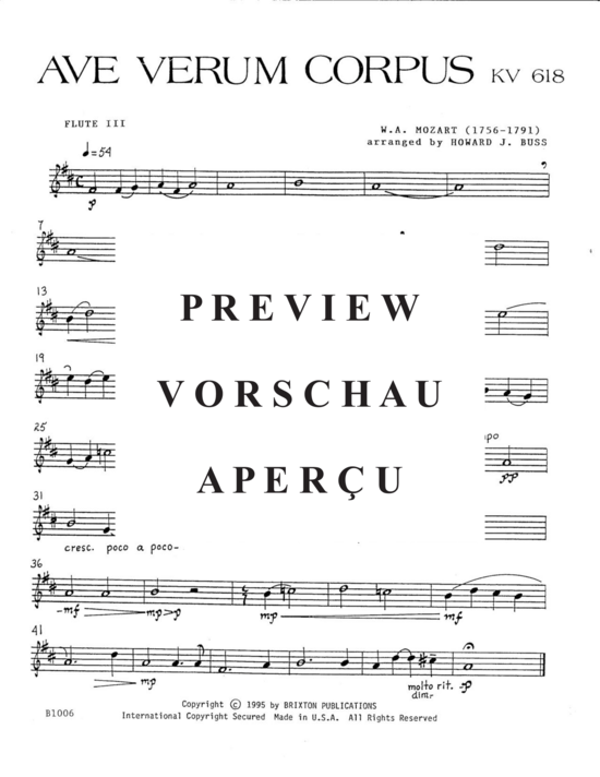 gallery: Ave Verum Corpus , , (4 Flöten in C)