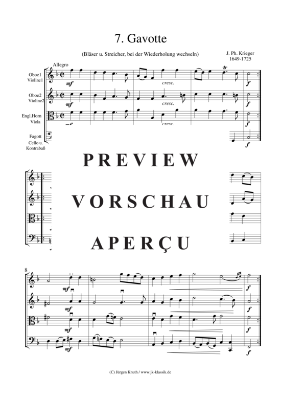 gallery: Gavotte (Satz: 7) , ,  aus der Feldmusik 1704 No. III (Gemischtes Ensemble)